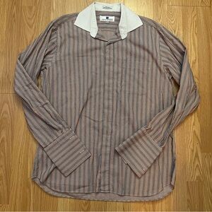 Italo Mondo Long Sleeve Button Up Shirt Striped Mens Size 16.5 34/35 Red‎ Blue